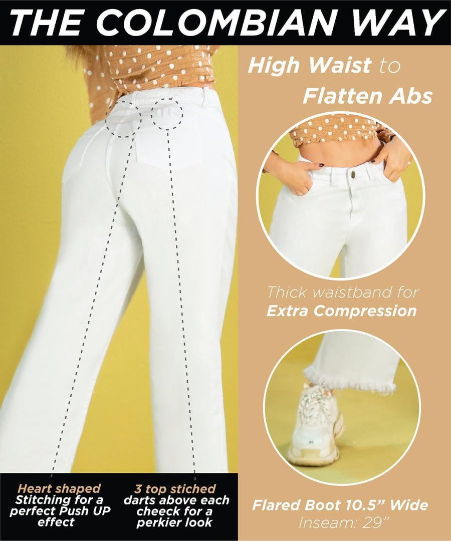 Pantalones Colombianos Levanta Cola | Butt Lifting Jeans for Women Colombian Jeans for Women Butt Lift Boot Cut Jeans Blue - Image 5