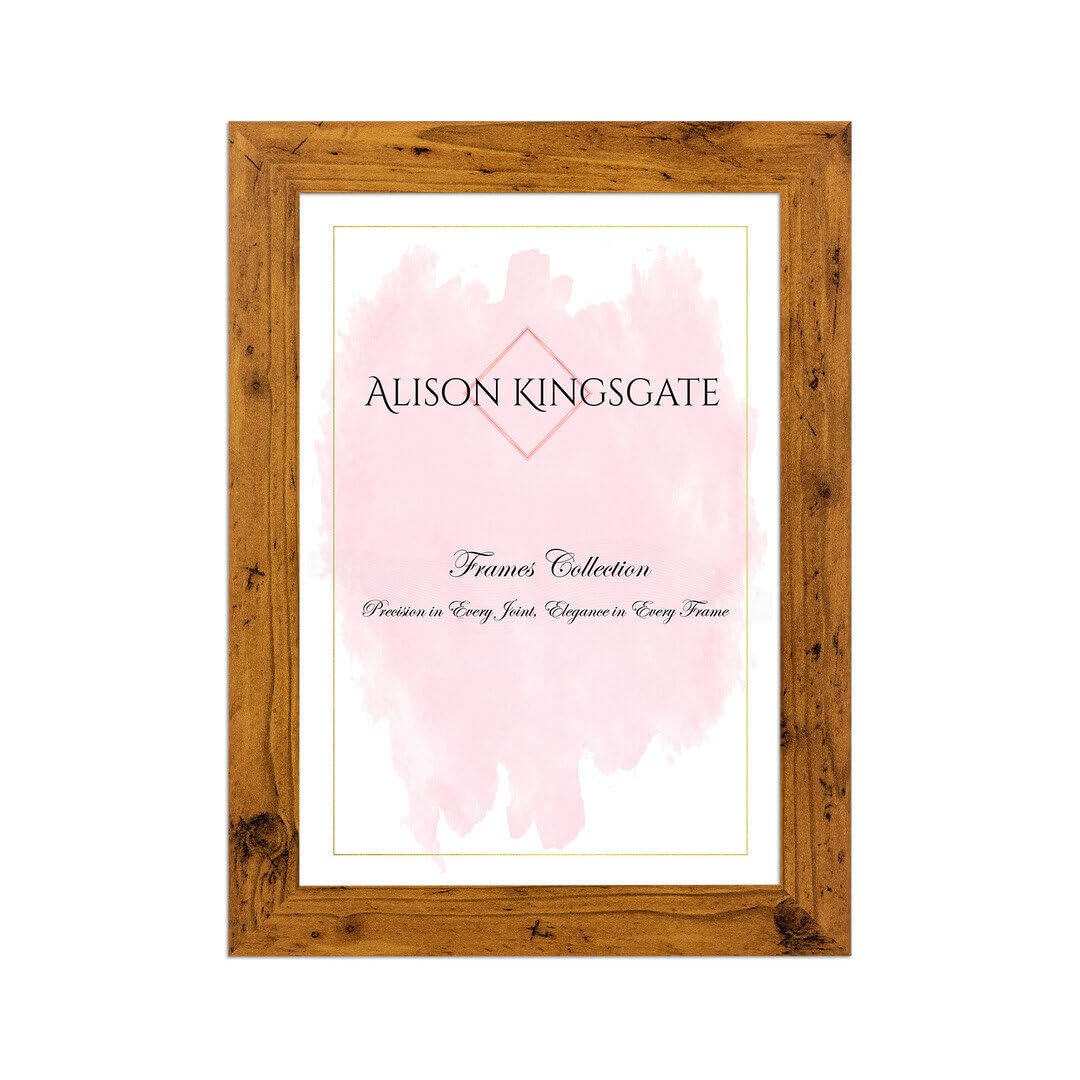 Alison Kingsgate Modern 10X8 Rustic Oak- Picture Frame - Engineered Wood Photo Frame with Shatterproof Perspex Front - Ideal for Posters, Certificates & Artwork - Wall Mount or Tabletop Display — image 1
