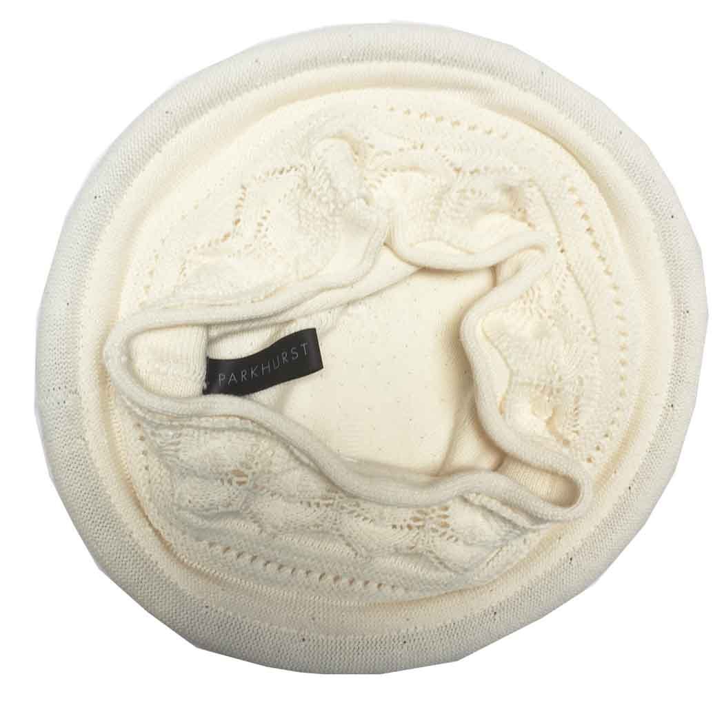 Parkhurst of Canada Cotton Knit Pointelle Beret Topper (Natural)