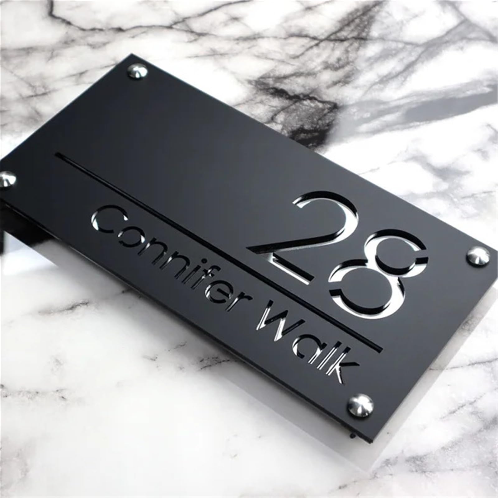 Cartello con indirizzo in acrilico for esterni personalizzato - Numeri civici personalizzati e targhe con nomi di vie, arte murale resistente alle intemperie for la decorazione della casa - regalo uni