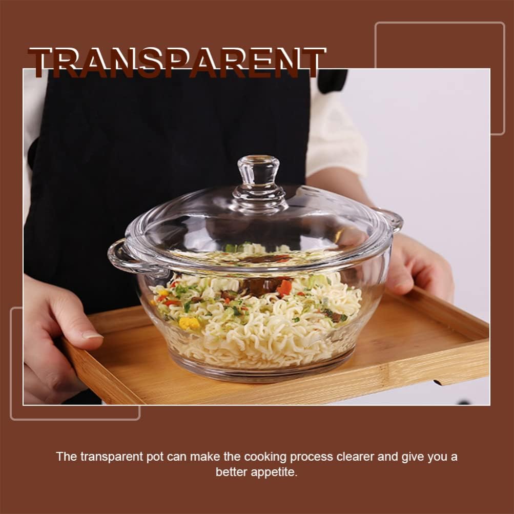 DOITOOL Glass Casserole Dish with Lid, 2.5L Heat Resistant Glass Saucepan with Cover, Clear Simmer Pot Covered Cookware Microwave Bowls with Handle for Home Kitchen Restaurant Party Cooking