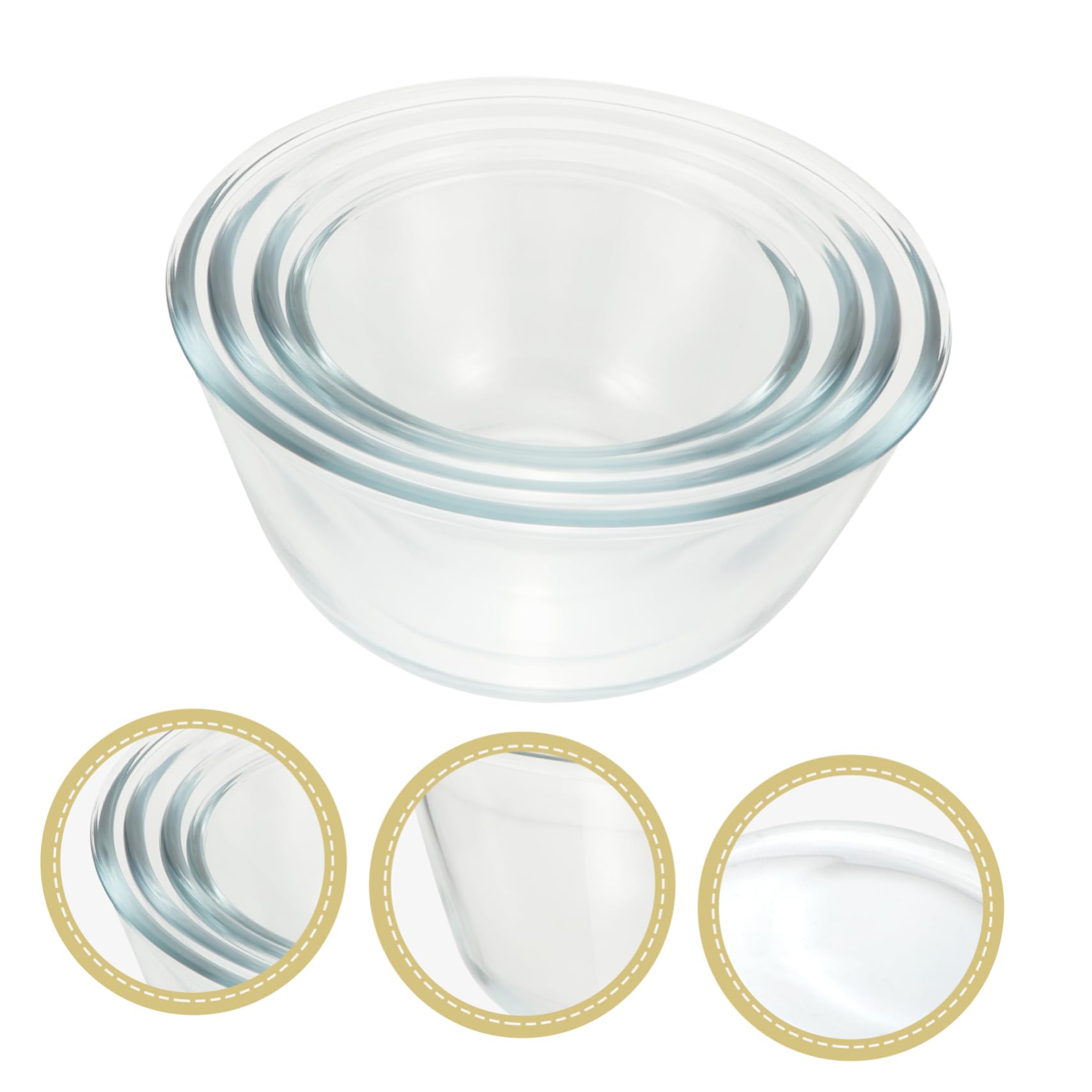 ULTECHNOVO 4 Stück Glas Schüssel Transparent 500ml bis 1600ml | Kaltbeständig und Dickwandig, für Küche und Speisen, Klare Form in Vier Größen