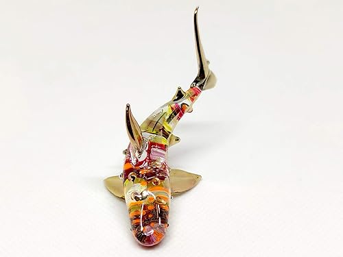 Miniatura 4 de Figuras miniatura de ballena y tiburón, animales marinos, arte de vidrio soplado a mano, regalo coleccionable para decorar (rojo brillante)