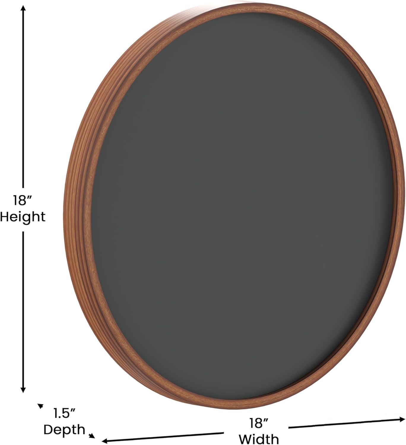 Flash Furniture Wall Mounted Magnetic Chalkboard with Solid Pine Wood Frame, Commercial Grade with Included Eraser and Chalk, 18" Round, Rustic