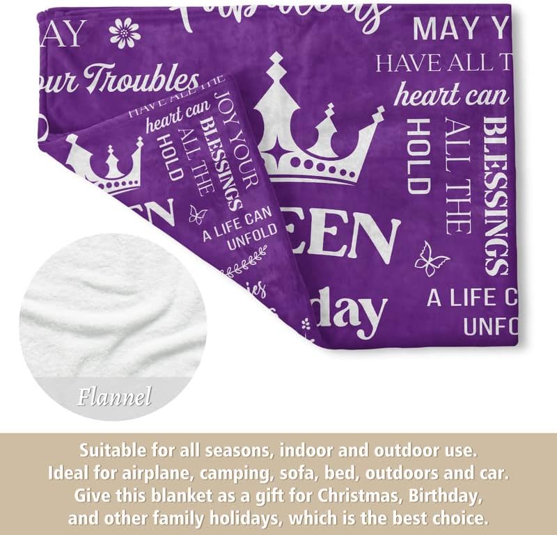 Miniatura 5 de Regalos de cumpleaños para mujeres manta de cumpleaños de reina de 50 x 60 pulgadas, regalos para mujeres, regalos únicos de cumpleaños, hija,