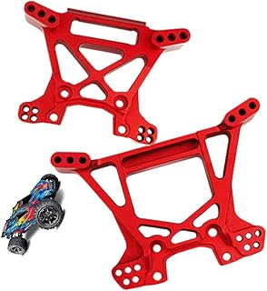 RCMYou Alloy Front Rear Shock Tower Shock Mounts Upgrades Part for Rustler 4x4 VXL/Rustler 4x4 4WD RC Hops Up,Replaces 6738 6739,Red