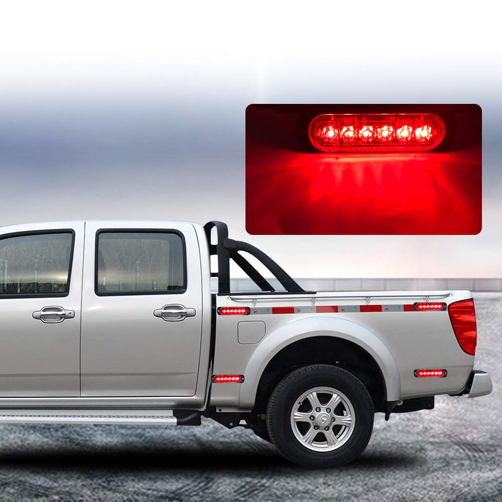 4 szt. Ultra cienkie 6 LED światła ostrzegawcze Red Hazard Migające światło stroboskopowe uniwersalne dla 12-24 V samochód ciężarówka przyczepy kempingowej przyczepy kempingowej do samochodu