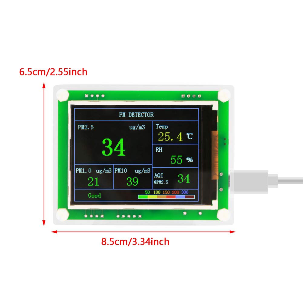 Rilevatore della qualità dell'aria, monitor digitale del rivelatore di qualità dell'aria PM2.5 multifunzionale T2 2,8 '' in PM1.0, PM10.0, PM2.5, temperatura, umidità, particolato per la