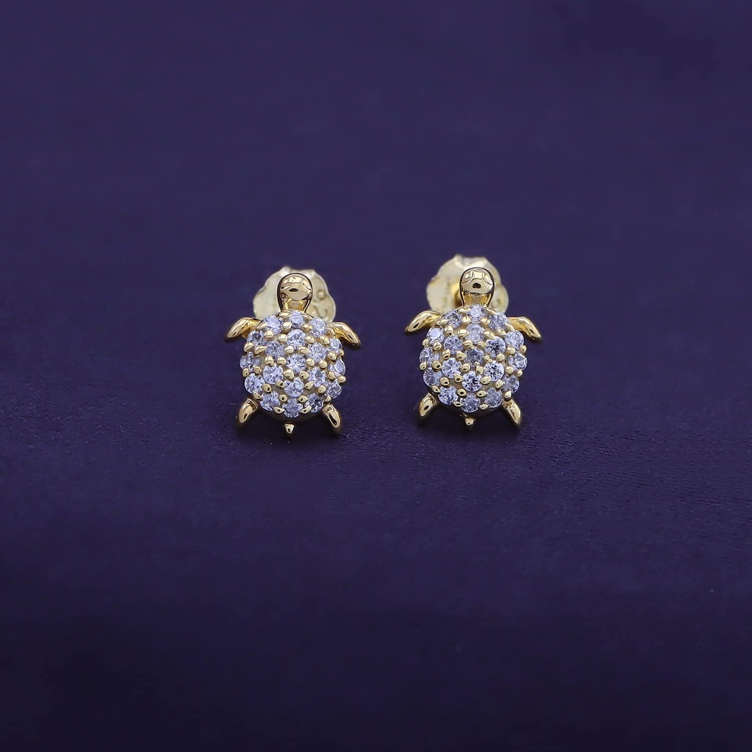 Animal, Bird & Insect Stud Earrings for Women – 14K Gold Over Sterling Silver With Round Sparkling Cubic Zirconia, Push Back Cute Everyday Jewelry for Her