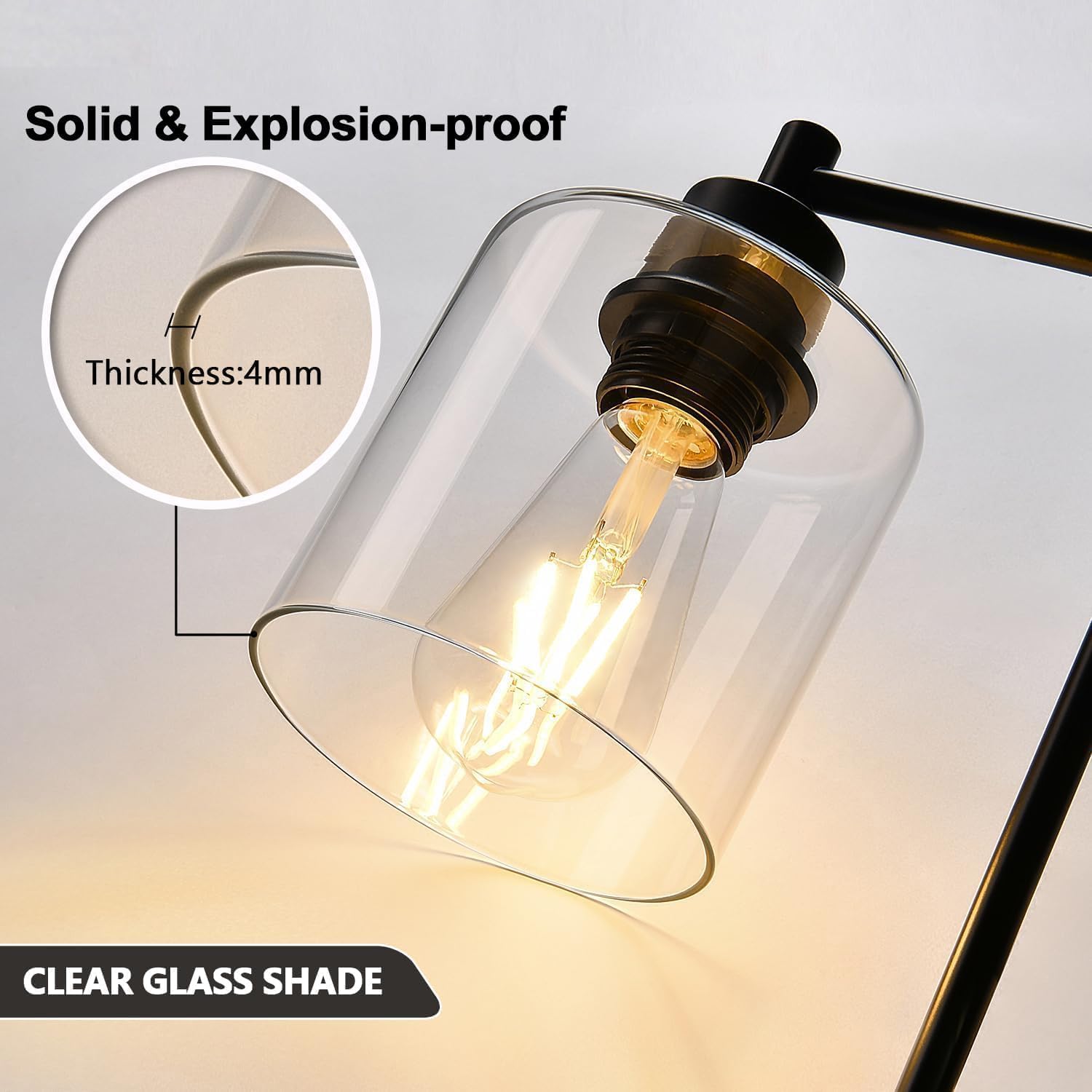 1 Pack Clear Glass Shade Cylinder, Glass Lamp Shade