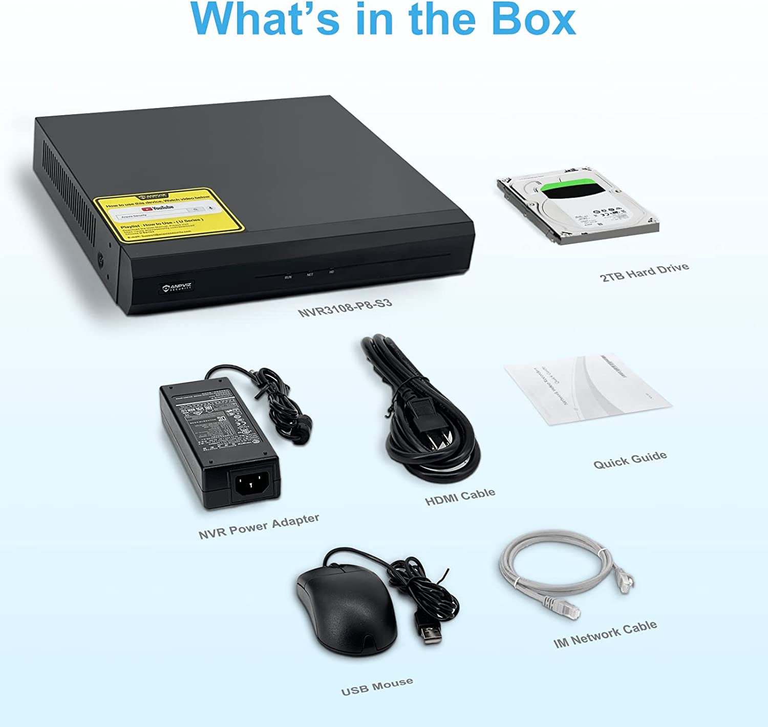 Anpviz 4K NVR PoE 8 CH con 2TB HDD, Solo Plug & Play con Anpviz U Series | 8Canali Sistema di Sorveglianza con Videoregistratore H.265, Registrazione 24/7(Serie U)