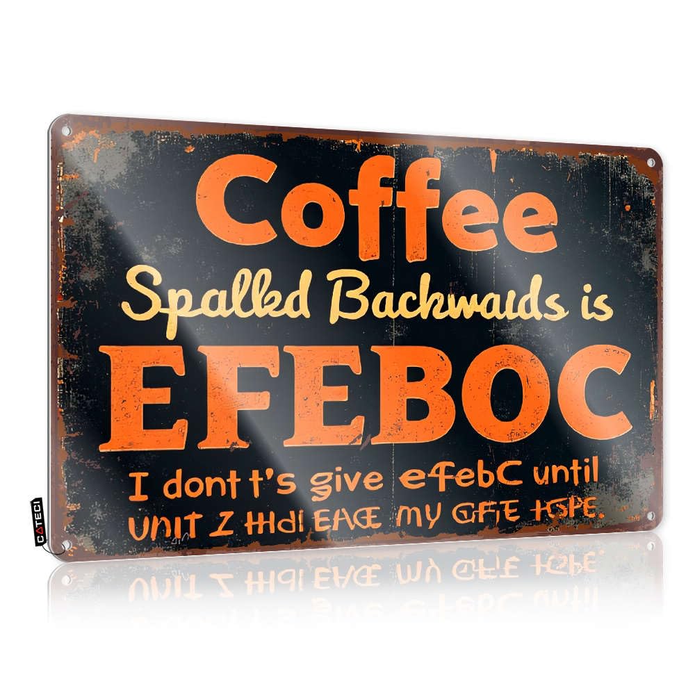 IBWNBBUSN Pool Signs And Decor Outdoor Coffee Spelled Backwards Is Efeboc. Tin Sign Metal Tin Sign Retro Mancave Signs And Decor(20X30CM)
