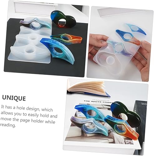 Miniatura 7 de Didiseaon Marcapáginas de resina, 1 unidad, soporte para marcapáginas, molde de resina, moldes de resina, soporte de página para anillo de pulgar,