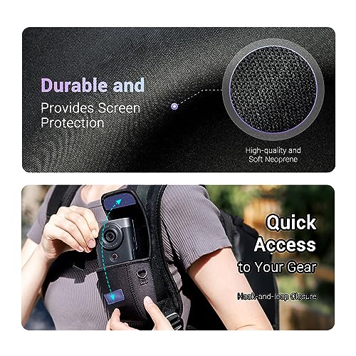 Image of Neoprene Carrying Case for Canon PowerShot V10 Vlog Camera, Camera Case Belt Pouch Crossbody Bag with Strap & Carabiner for Osmo Action 5 Pro 4 3 with Cage, Shockproof Camera Travel Storage Protector | Camera Case Belt Crossbody Bag, with Strap & Carabiner, for Dji Osmo 360, Shockproof Camera Travel Storage
