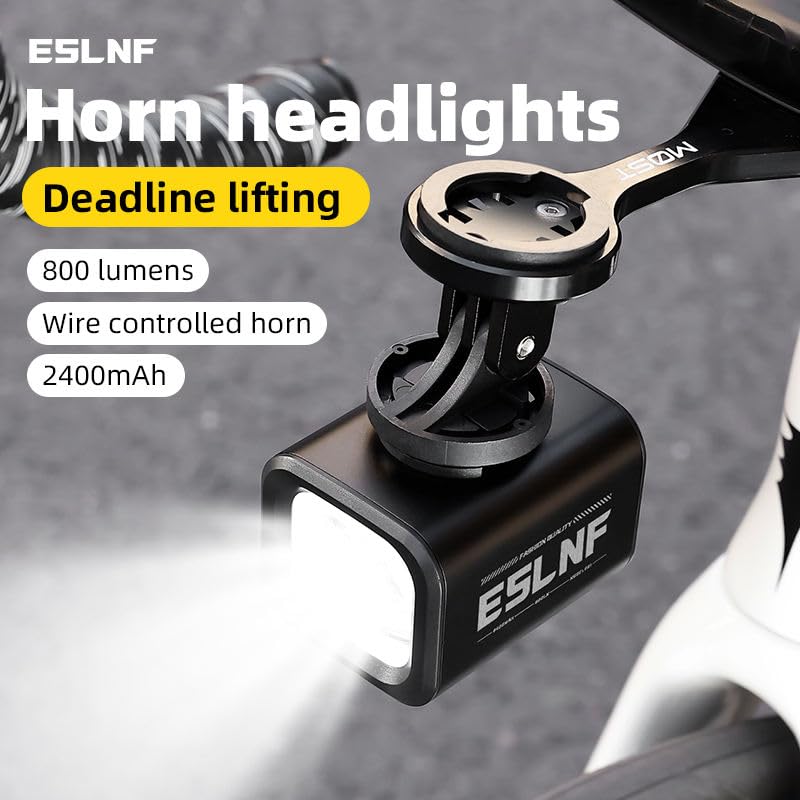 Image of 800 Lumens Bicycle Headlight with Cutoff Beam & Remote Control, USB Rechargeable Bike Light, Waterproof Aluminum Alloy Front Light with Horn, Long Range Night Riding Safety Light