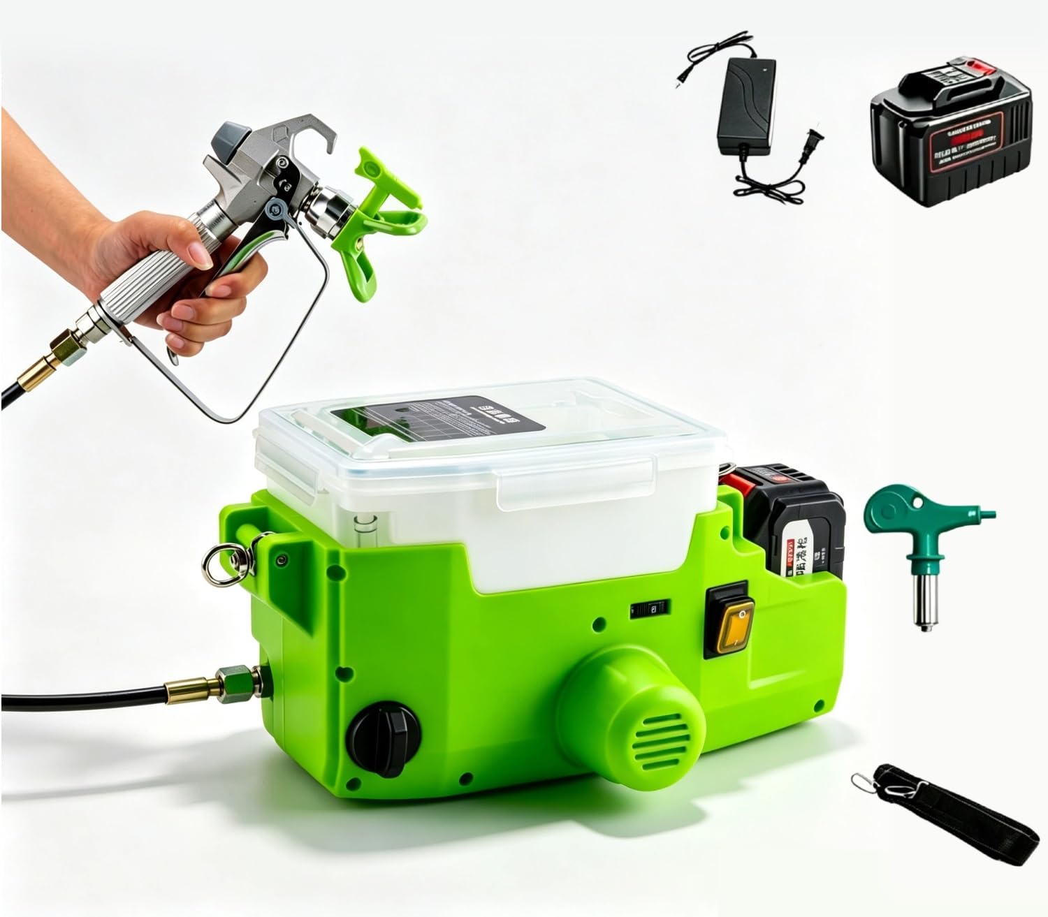 Pulverizador de pintura alimentado por batería de 21V con motor de 500W