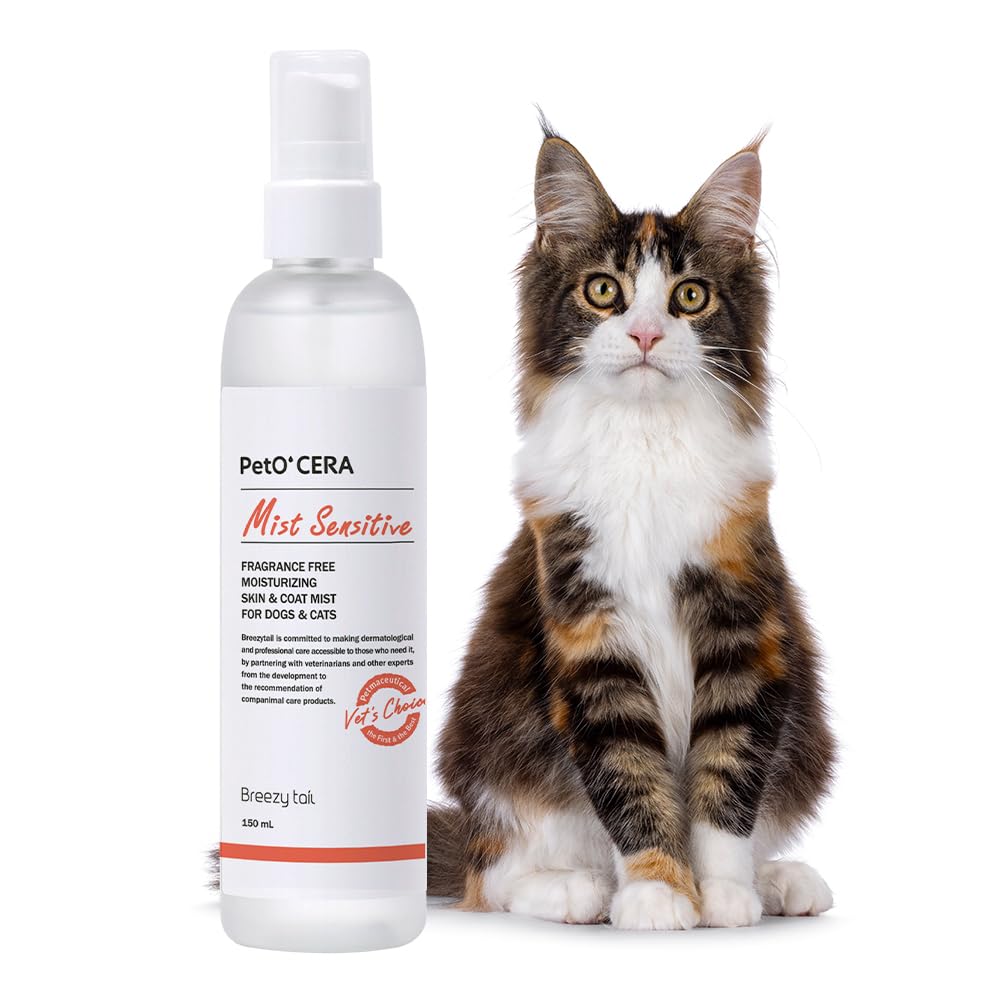 PetO'Cera Mist Spray, Unscented - Anti-Itch & Dandruff Treatment for Dogs & Cats, Hydrating Grooming Supplies Mist with Ceramide, Soothing Relief for Sensitive & Dry Skin 5.07 fl oz/150ml