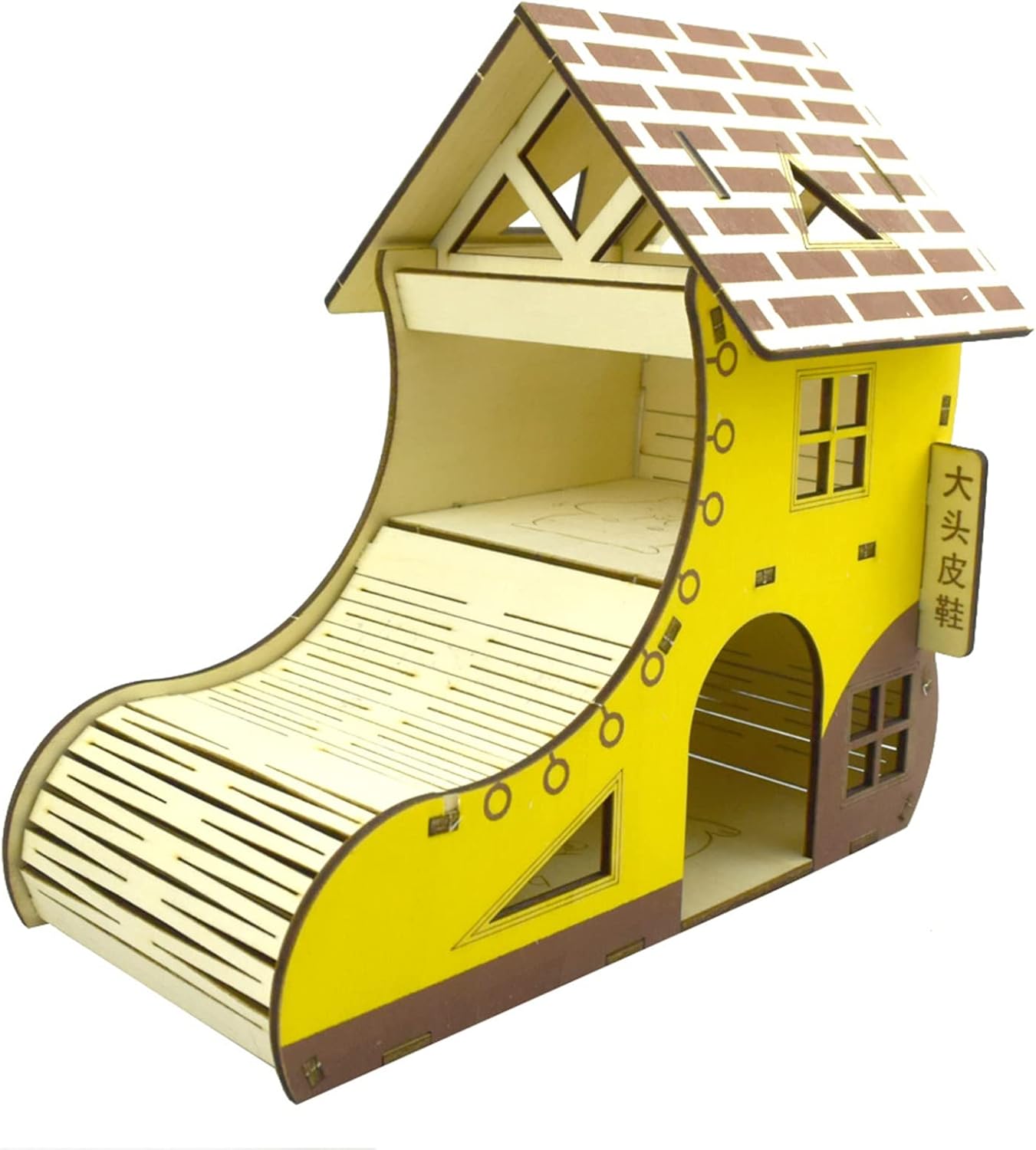 Sanwood Hamster Villa Bur-free Entretenimiento Ligero Pequeño Mascota Hamster Juguetes de doble piso Pet Cage O