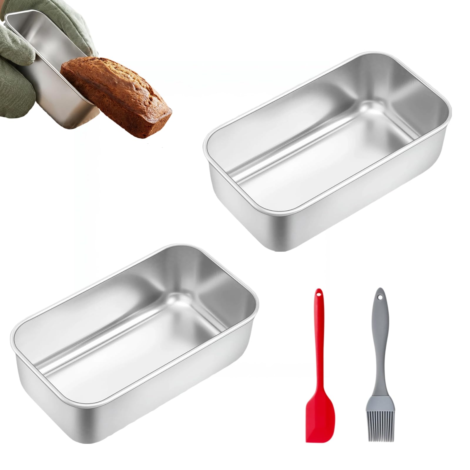 Loaf Tin Set of 2, 1lb Stainless Steel Bread Tin 17.5 x 9 x 4.5 cm
