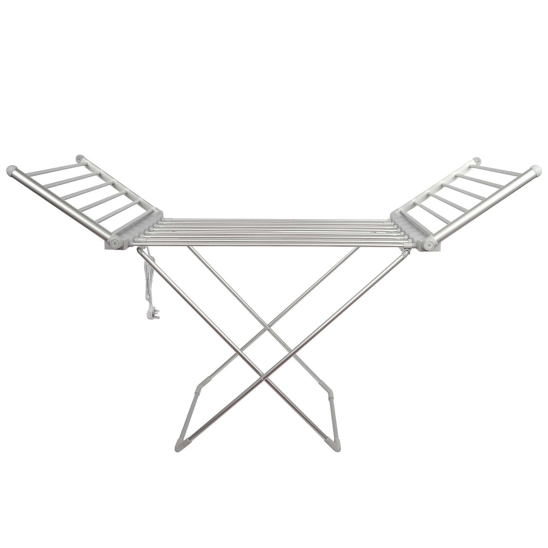 A2z White Heated Clothes Airer Electric Dryer Rack With Foldable Heated Wings 18 Rails Aluminium Lightweight Folding Laundry Dryer 230W Energy Efficient Indoor Clothes Drying Stand