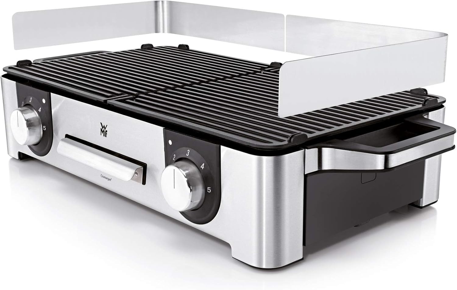 WMF Lono Master-Grill Elektrogrill 2400W 50x28 cm Edelstahl matt Tischgrill mit Windschutz