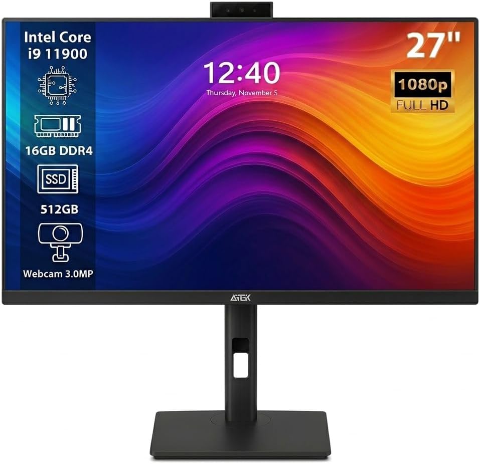 Computador Completo All in One 27" Full HD Intel I9 11900 SSD 512GB, 16GB RAM, Wi-Fi 5GHz Dual Band, HDMI/VGA, Webcam 3MP, Win 11 Pro e Alto-Falantes com Teclado e Mouse Computador Completo All in One 27" Full HD Intel I9 11900 SSD 512GB, 16GB RAM, Wi-Fi 5GHz Dual Band, HDMI/VGA, Webcam 3MP, Win 11 Pro e Alto-Falantes com Teclado e Mouse