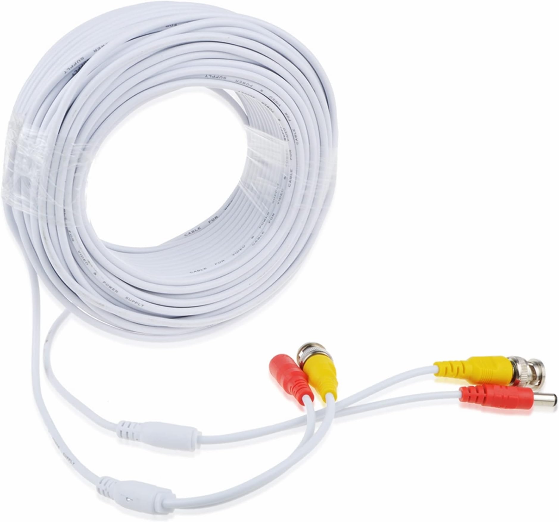CJP-Geek 65ft White Video Power BNC Cable Cord Lead Wires Replacement for Kguard CCTV DVR Security Cameras