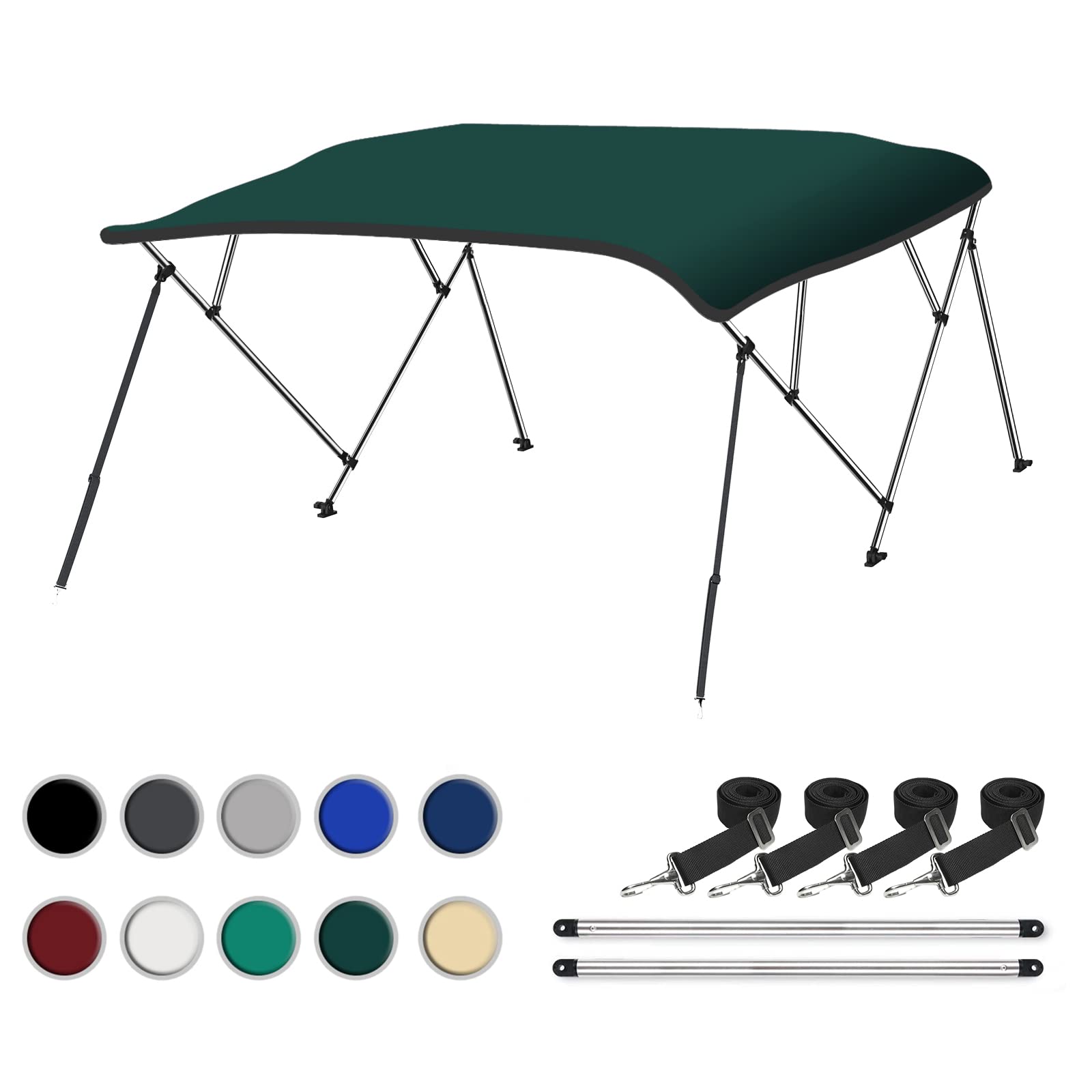 Naviskin 10 Optional Colors Available 3-4 Bow 13 Different Size Bimini Top Cover Includes Mounting Hardwares,Storage Boot with 1 Inch Aluminum Frame
