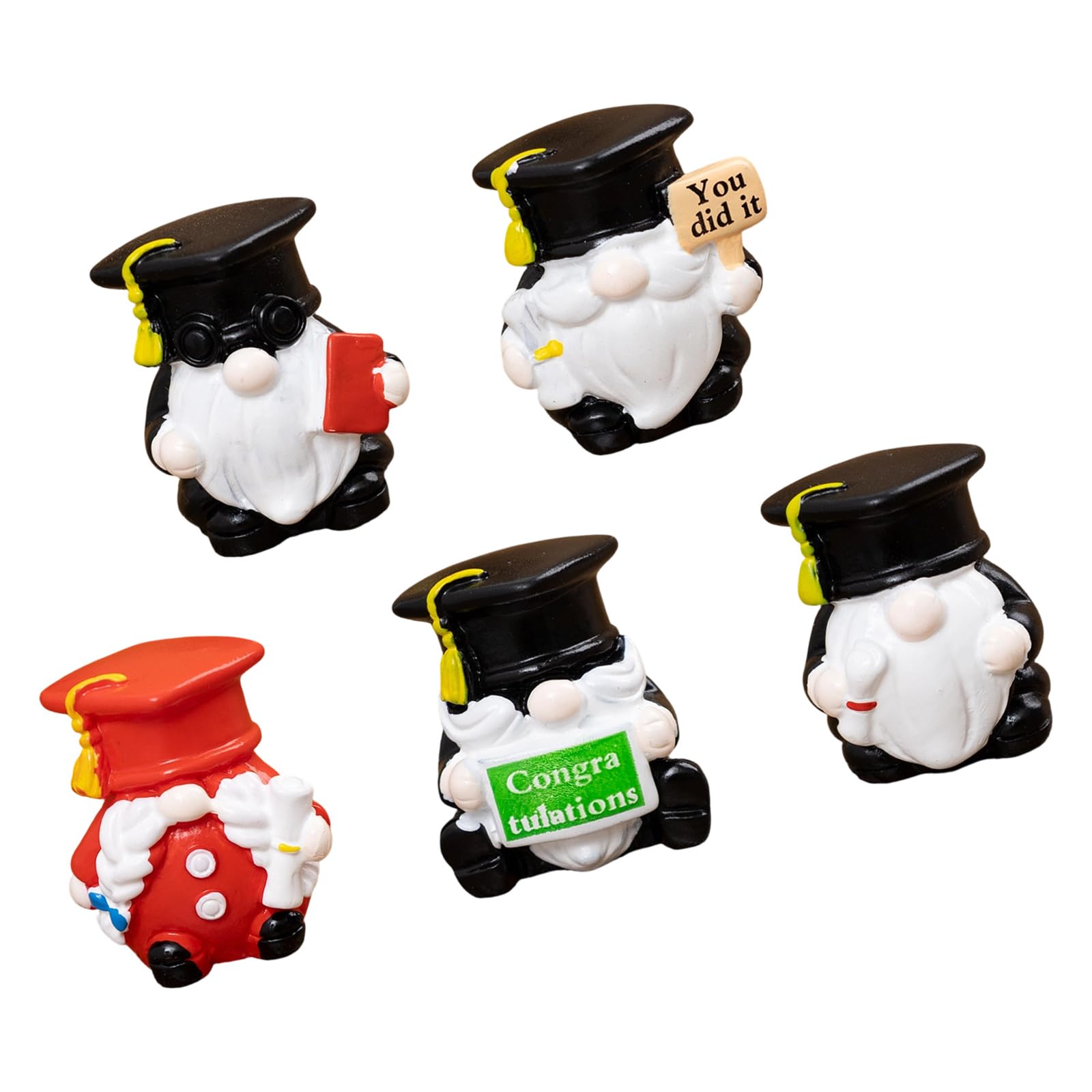 Msioytog Of 5 Lovely Graduation Gnomes Statues Table Centerpieces Perfect for Car Dashboards and Bookshelf Decoration Desktop Gnomes Statues
