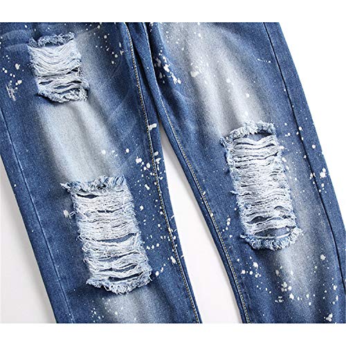 Andongnywell Ripped Distressed Destroyed Slim Denim Jean Men's Biker Zipper Washed Straight Fit Jeans Slim Pants3