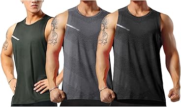 Allthemen 3er Pack Herren Tank Top Sport Sommer Tanktop Schnelltrocknendes Muskelshirt Achselshirts Ärmelloses Fitness Shirt