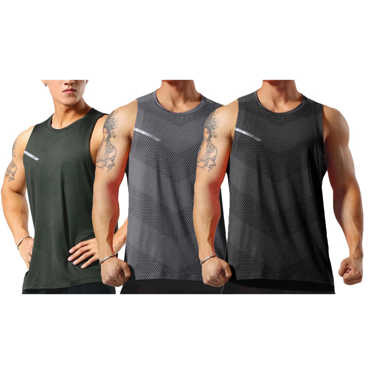 Allthemen 3er Pack Herren Tank Top Sport Sommer Tanktop Schnelltrocknendes Muskelshirt Achselshirts Ärmelloses Fitness Shirt