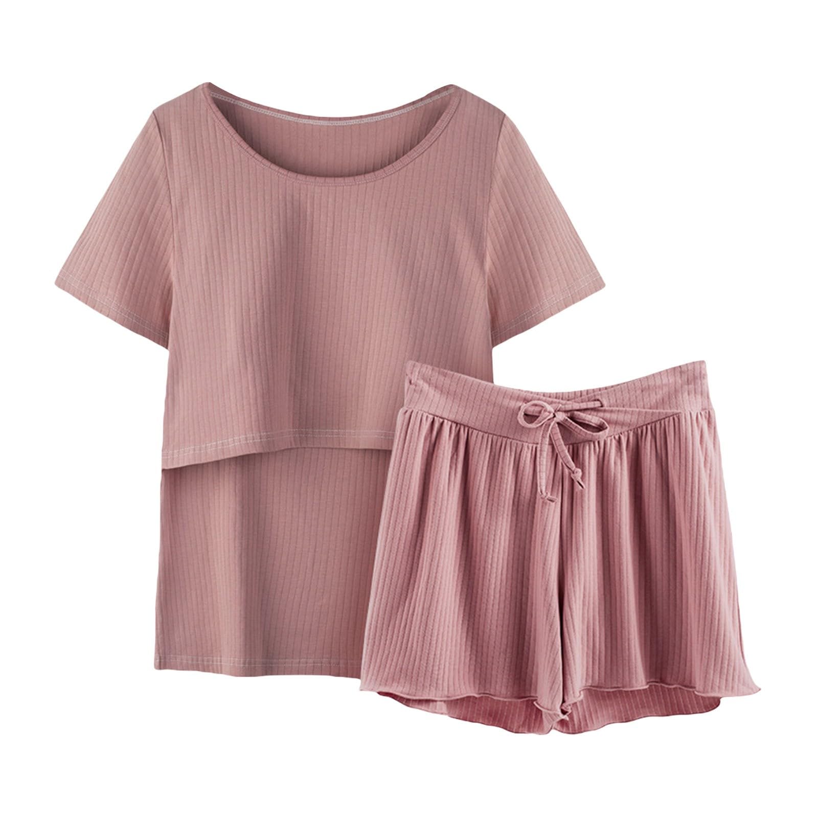 Pyjamas Allaitement Femmes Enceintes Chemise et Short Ensemble T Bébé Maternité