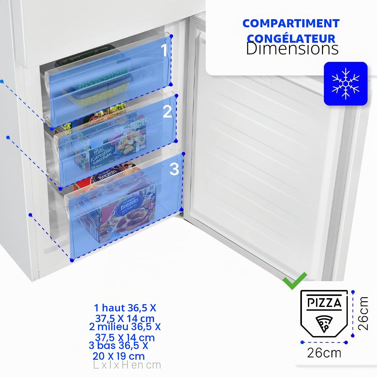 Bomann Réfrigérateur et congélateur 269L blanc KG184-1-inox/blanc, Capacité nette : 269 litres, Contrôle de la température en continu, Charnières de porte à droite, interchangeables