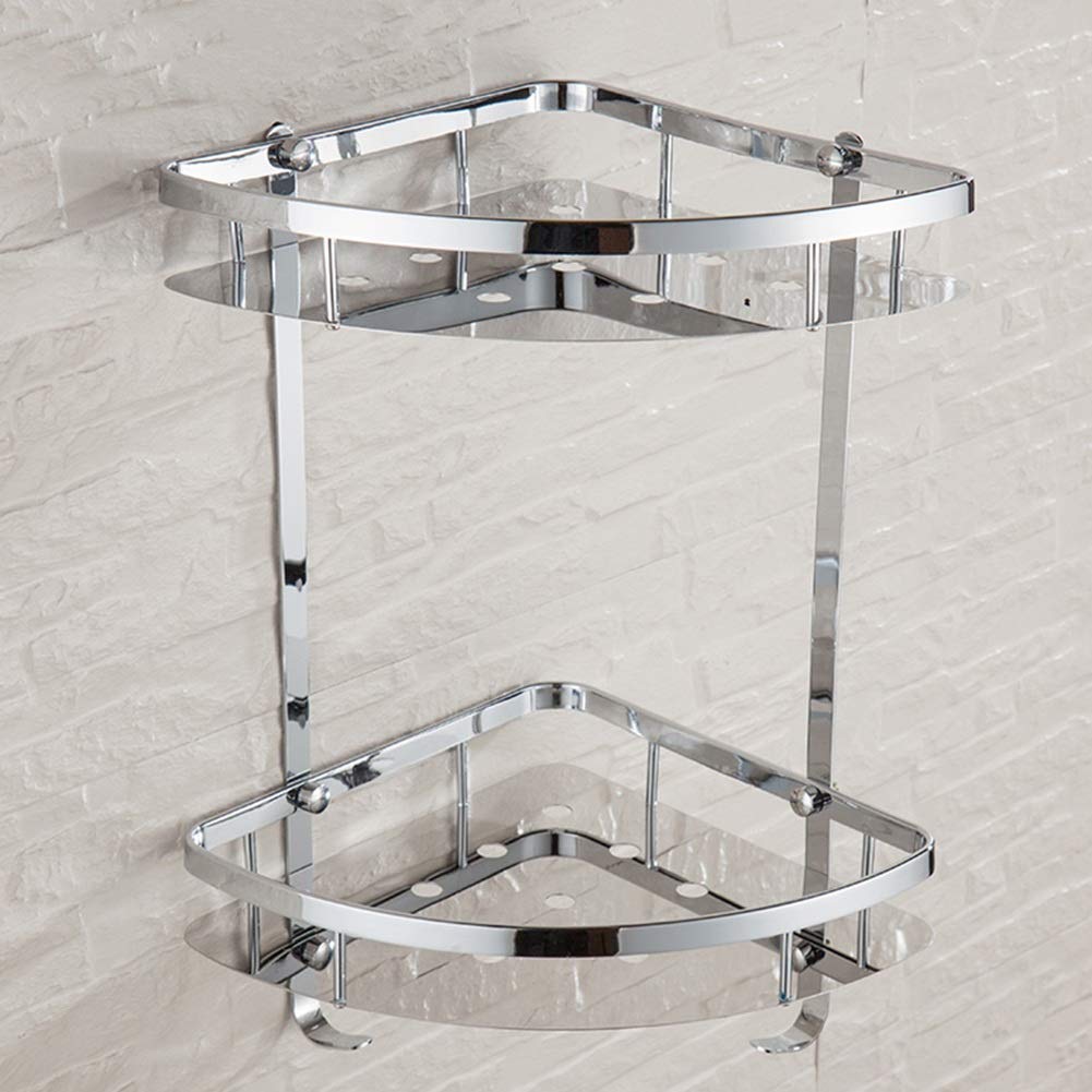 Estantes de baño exquisitos Bastidores de baño, Esquina de Ducha Cesta Triangular de Doble Capa de Acero Inoxidable Herrajes de baño Estante Colgante Estante de Esquina de baño Baño