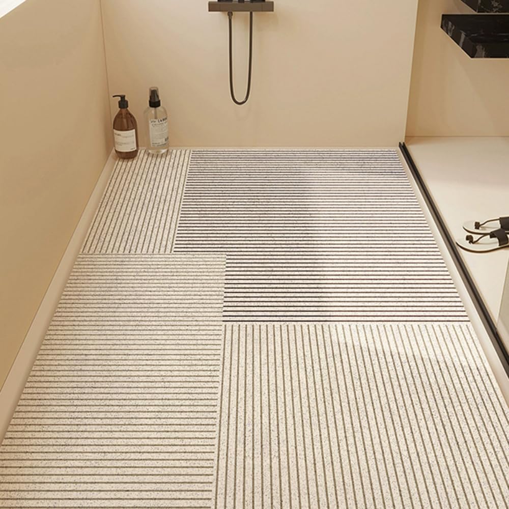 Surwin Bath Mat Non Slip, Modern Simple Soft Quick Dry Rubber Loofah Shower Bathroom Mats, Anti Slip for Bathtub Inside Shower Bathroom Bath Tub Floor (Overlap,80x120cm)