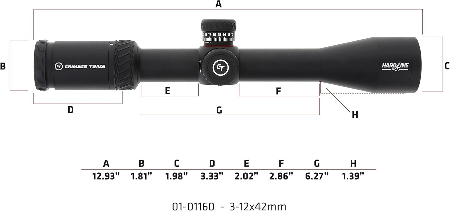 Crimson Trace Hardline Riflescope with Lightweight Solid Construction, Scope Caps and Lens Cloth for Hunting, Shooting, Tactical and Outdoor Image