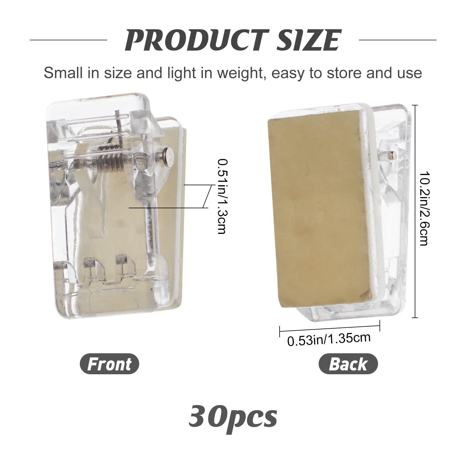 GORGECRAFT 30 Pieces Small Size Hanging Wall Clips Self-Adhesive Clip Wall Tapestry Sticky Plastic Photo Clips Double-Sided Spring Clips for Poster Teacher Home(Clear)