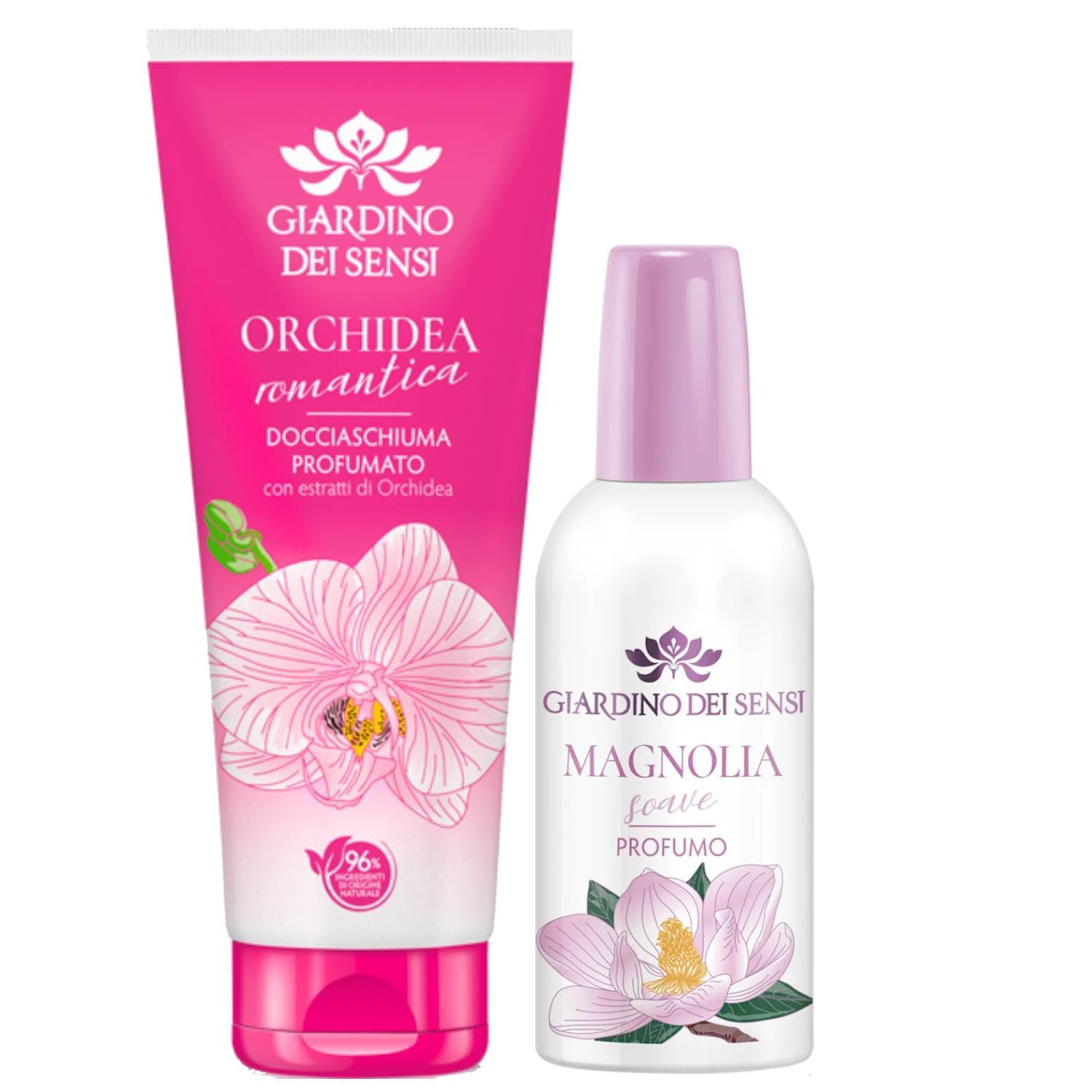 Giardino Dei Sensi Magnolia Soave – Profumo Donna Spray 100 ml + Doccia Schiuma 100 ml In Omaggio – Fragranza delicata, set completo per un rituale di bellezza (Magnolia 1)