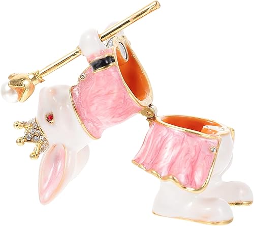 Miniatura 4 de Yardwe Caja de joyería de aleación de zinc pintada a mano, caja de joyería de aleación de zinc, caja de almacenamiento creativa para aretes,