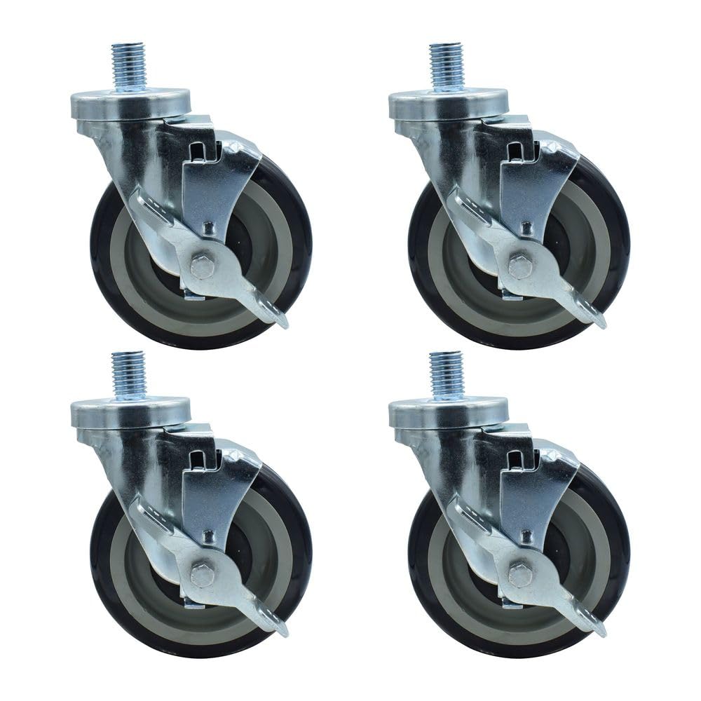 BK Resources 5 inch Threaded Stem Swivel Casters, 3/4