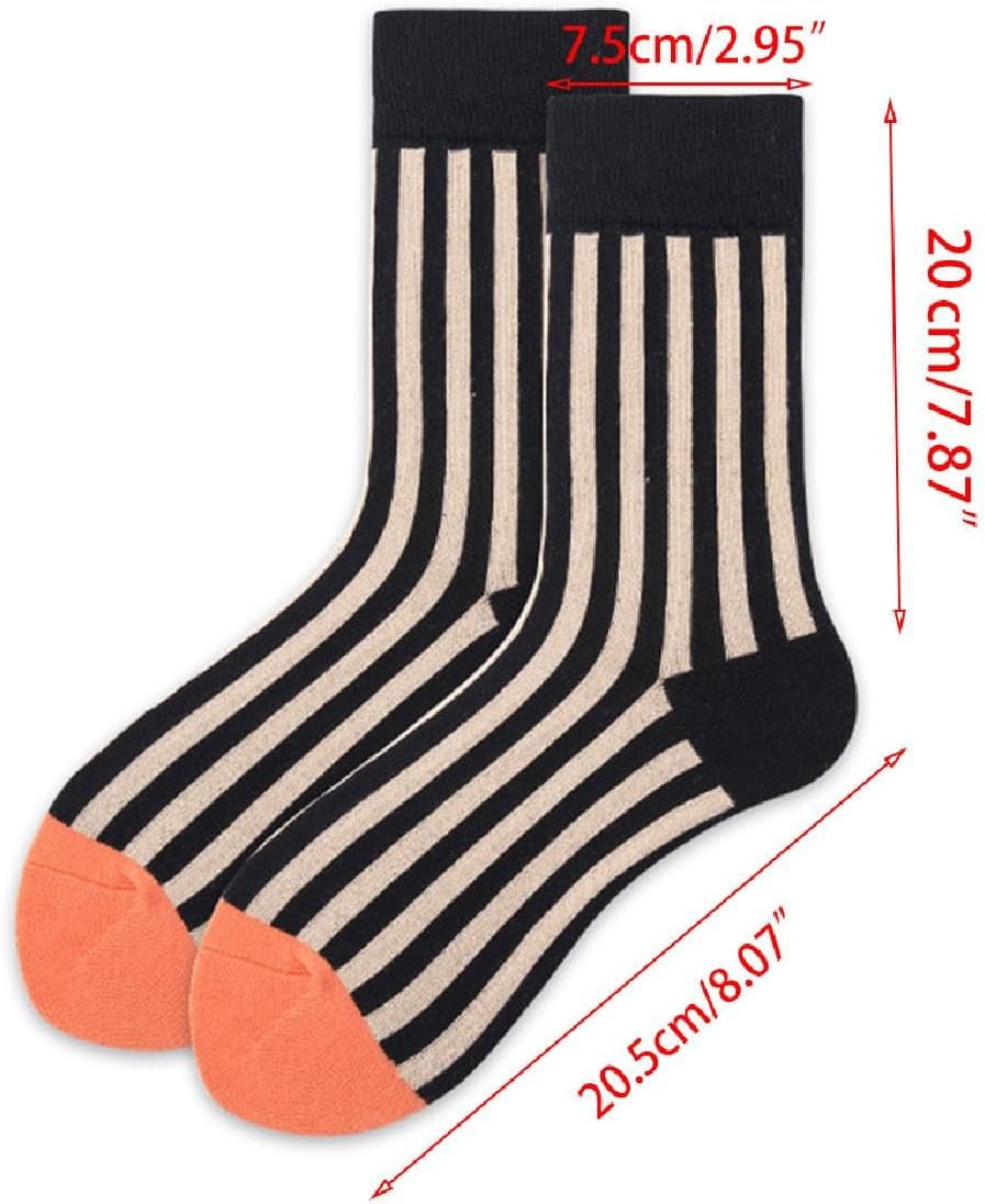 1 Pair Unisex Striped Crew Socks Assorted Colors Fashion Streetwear Skate Socks for Men Women Couple Daily Wear Comfort Stretch Cotton Blend