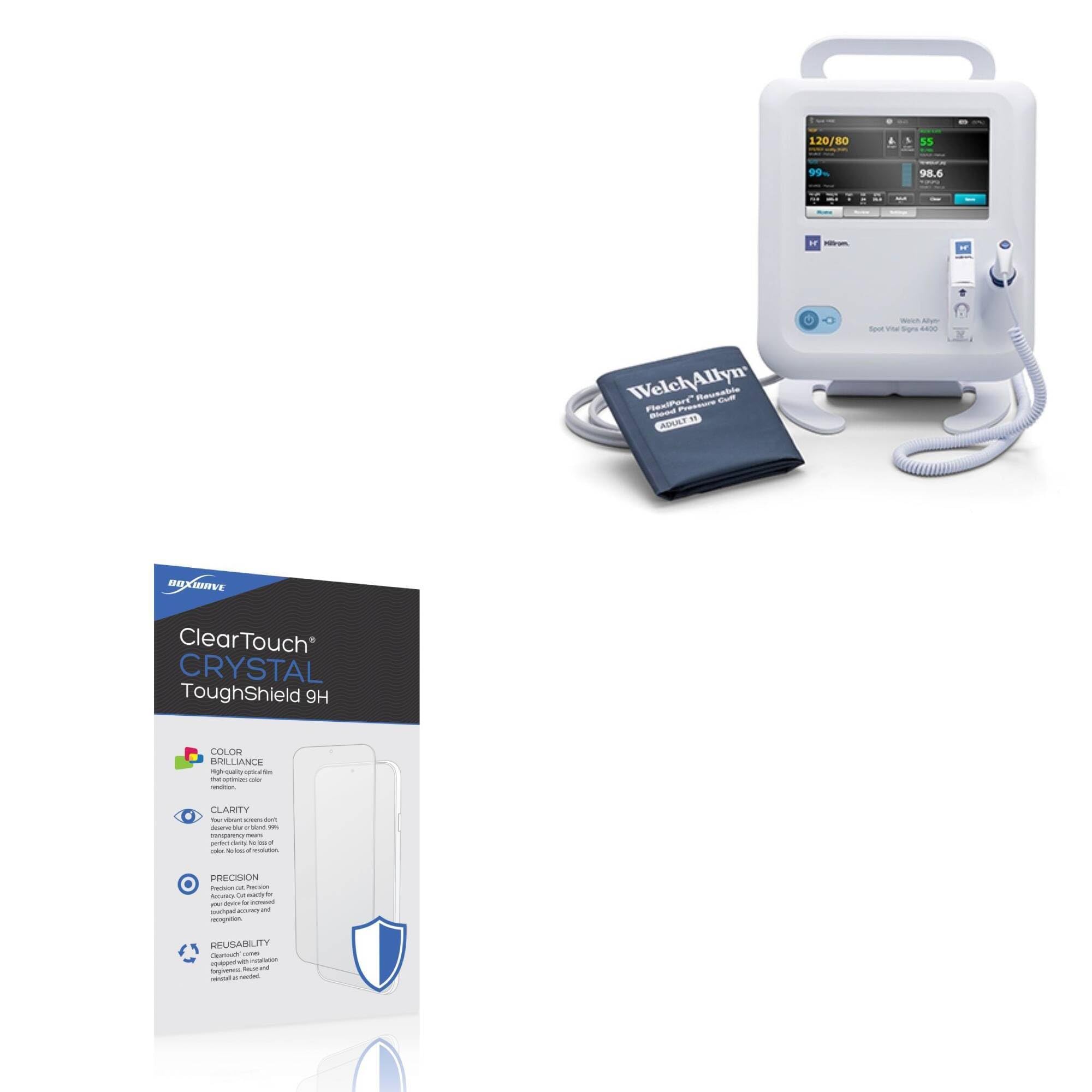 BoxWave Screen Protector Compatible with Welch Allyn Spot Vital Signs 4400 - ClearTouch Crystal ToughShield 9H (2-Pack), Clear 9H Tough Flexible Film Screen Protector