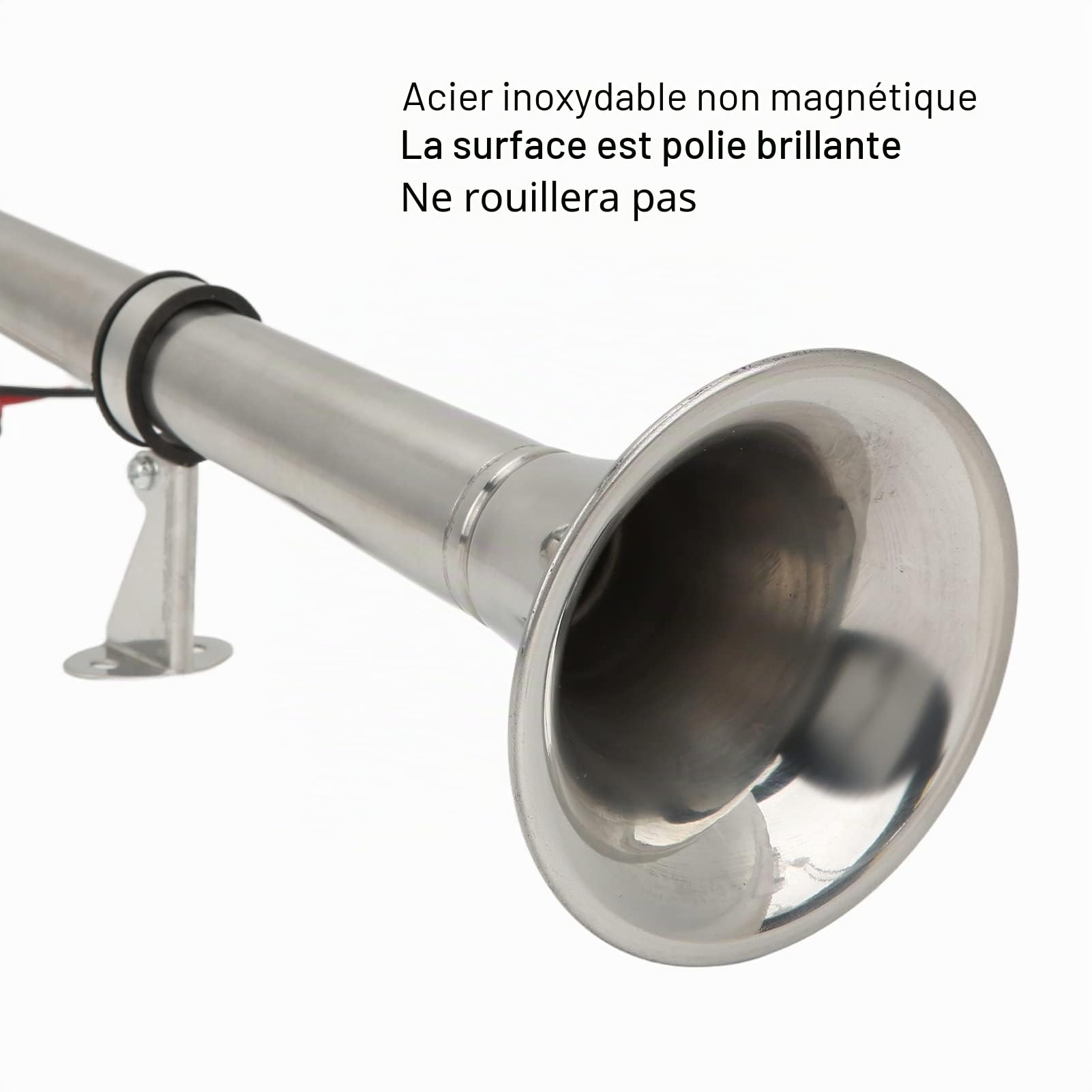 Klaxon à Air à Trompette Unique 328DB Super Fort 12V 30W - Installation Facile, Universel pour Voiture, Camion, Bateau, Train, SUV - Acier Inoxydable