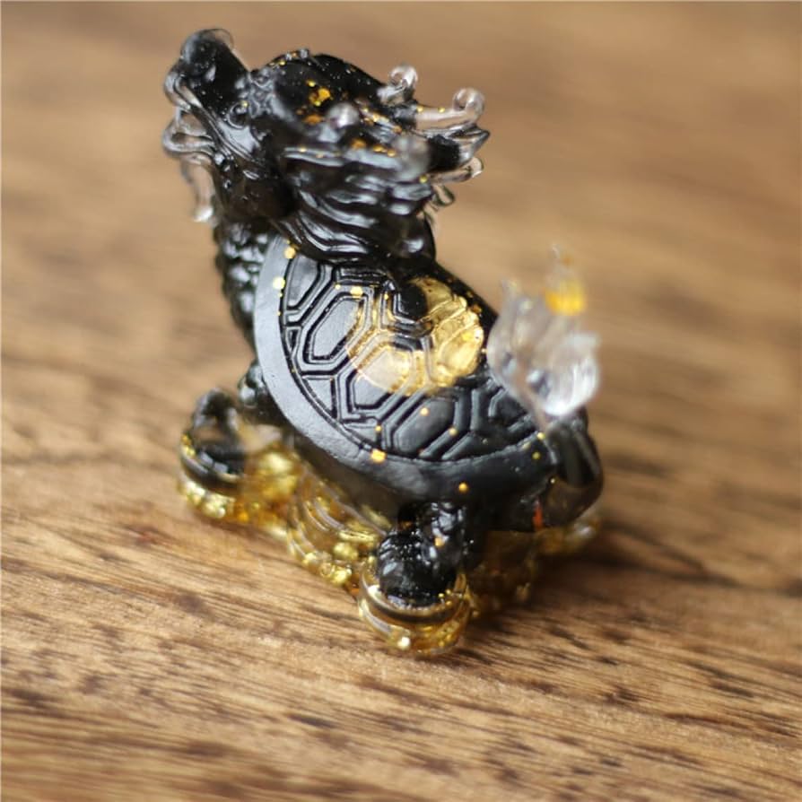 天然石 ハウライト 龍亀 置物 金運 パワーストーン