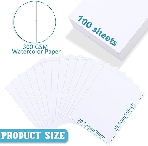 Miniatura 2 de 100 piezas de papel de acuarela de 140 lb300 GSM, papel de pintura de arte pesado para colorear de agua blanca para niños, dibujo, acuarela,