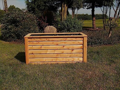 Foto von Gartenwelt Riegelsberger Hochbeet 150x60x72 cm aus modernen Rhombusleisten Lärchenholz natur Kräuterbeet Gemüsebeet
