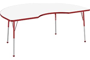 FDP Dry-Erase Kidney Activity School Table: Collaborative Height-Adjustable Classroom Table