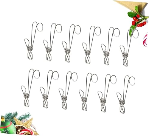 Miniatura 6 de Cabilock 12 piezas de alta resistencia para ropa Pin de lavandería Ganchos de clip de acero para ropa Estante de toalla colgante Clip de alambre