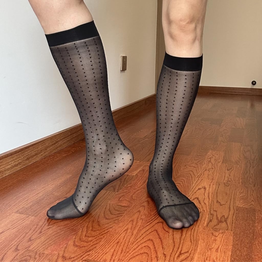 Mens Sheer Business Dress Socks Long Over the Calf Dress or Work Socks Nylon Dress Socks Knee Highs Dress Socks